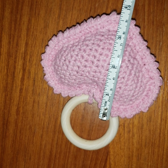 Crochet Heart Teething Rattle - Picture 6 of 6